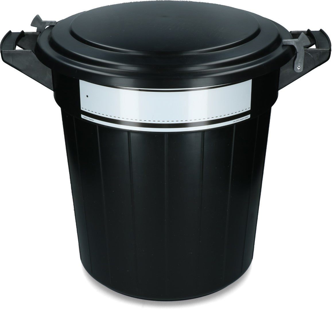 Storage bucket 80 l black, lid, lock and writing label