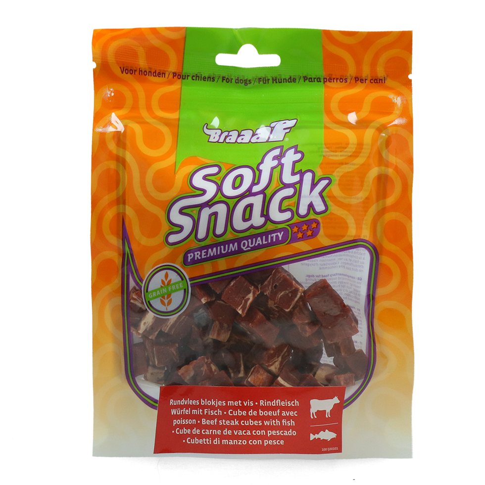 Braaaf Beef Steak Cubes with fish 1x1 cm