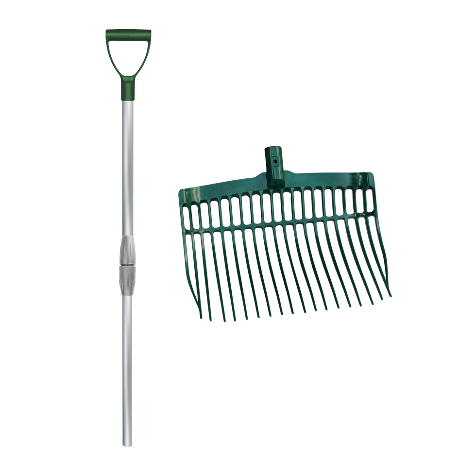 Shaving Fork plastic green with alu. handle in a box