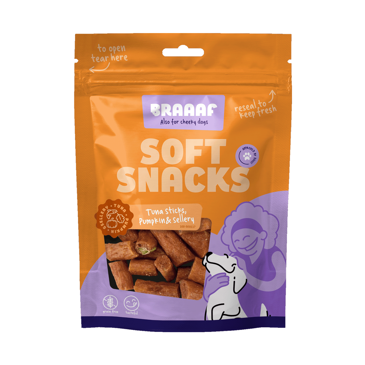 Braaaf Soft Snack with tuna pumpkin and celery
