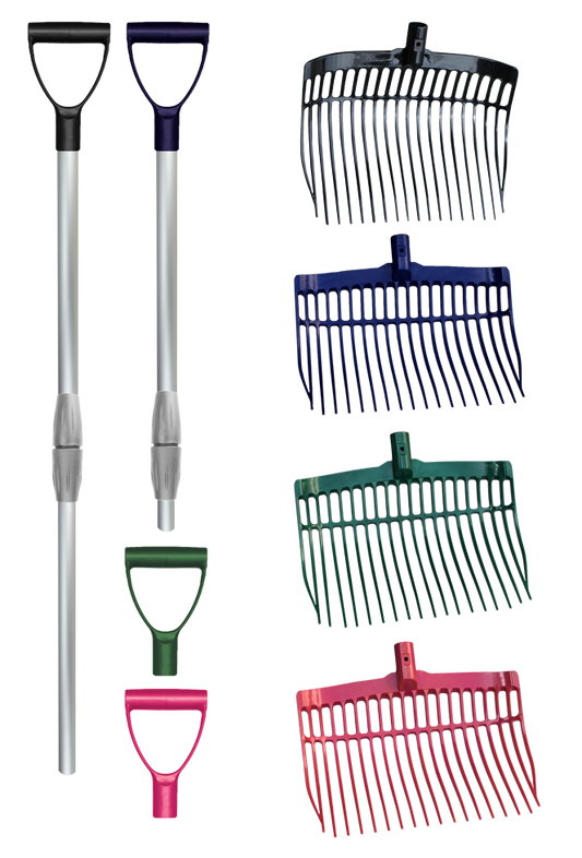 Shaving fork plastic black with alu handle in a box