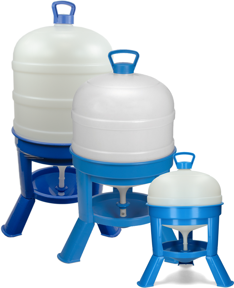 Poultry drinker with legs 20 l blue with siphon