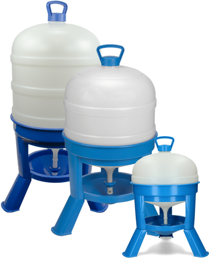 Poultry drinker with legs 20 l blue with siphon