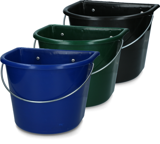 Feed trough 15 l with hooks and handle dark blue