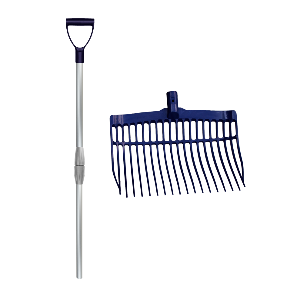 Shaving Fork plastic blue with alu. handle in a box