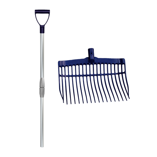 Shaving Fork plastic blue with alu. handle in a box
