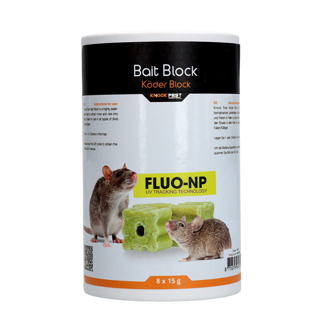 Knock Pest Traktatie Block voor muis&amp;rat Fluo-NP (8x15g)