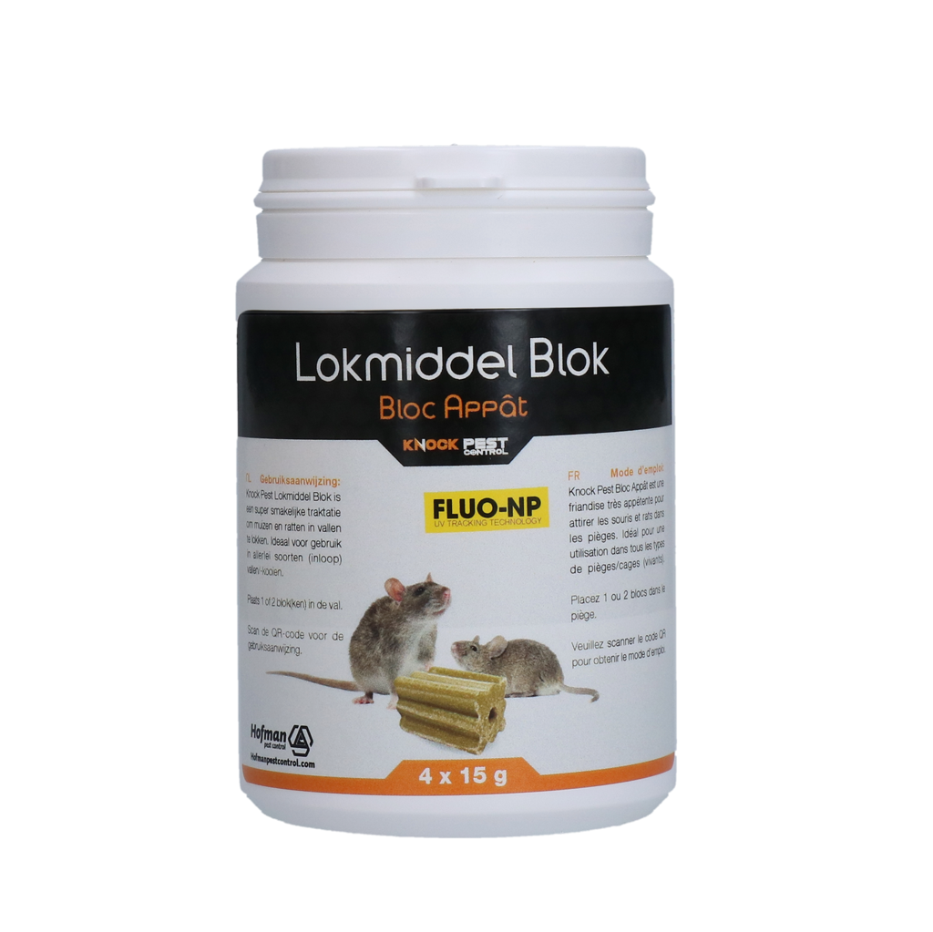 Knock Pest Traktatie Block voor muis&amp;rat Fluo-NP (4x15g)
