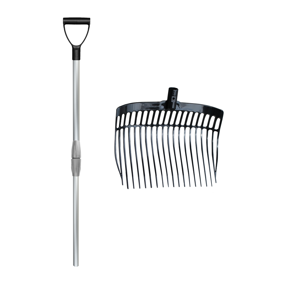 Shaving fork plastic black with alu handle in a box