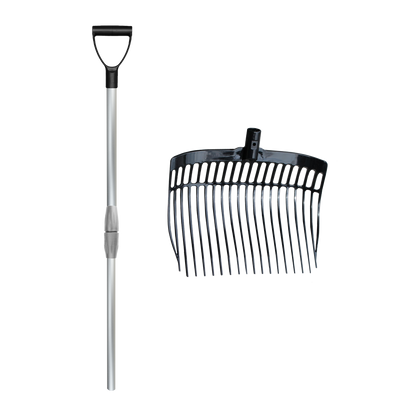 Shaving fork plastic black with alu handle in a box