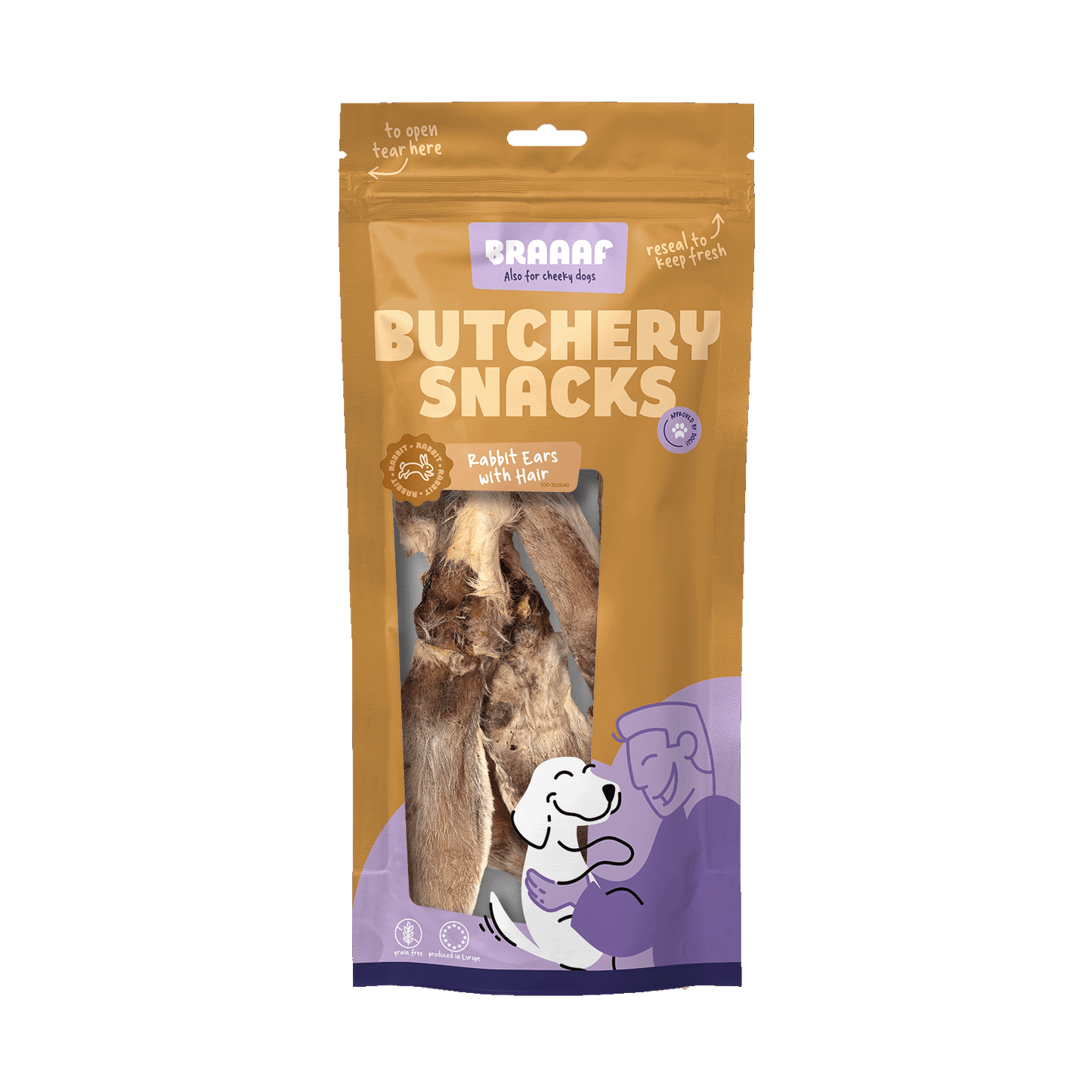 Braaaf Butchery Snacks Rabbit Ears With Hair 80 g