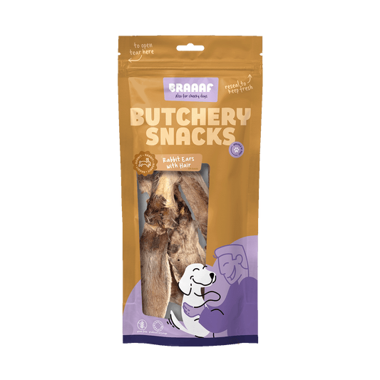 Braaaf Butchery Snacks Rabbit Ears With Hair 80 g