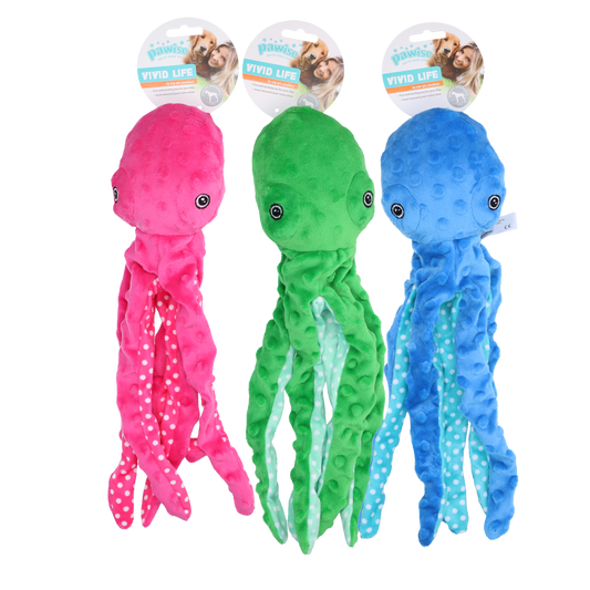 Pawise Multicolor Plush Octopus (3 colour assorted) M