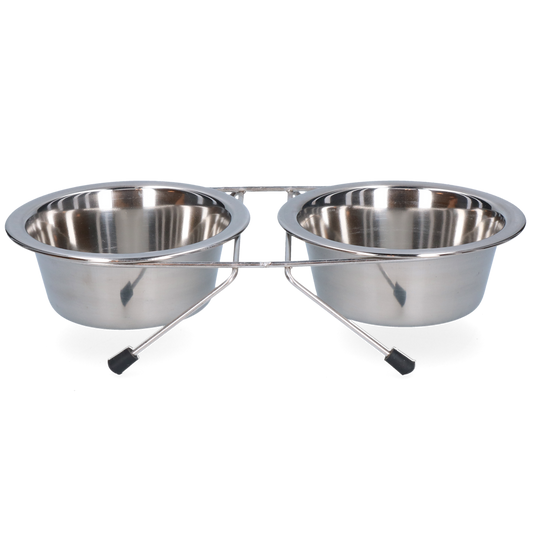 Food and drinking bowl stainless steel with stand Ø 13 cm (350 ml)