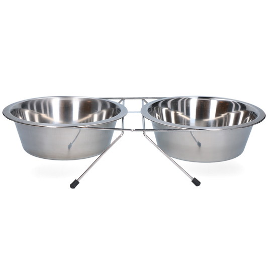 Food and drinking bowl stainless steel with stand Ø 21 cm (1750 ml)